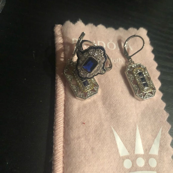 Edwardian Style Cocktail Ring and Earrings - Picture 7 of 9